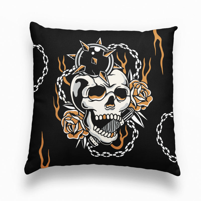 Tattoo Inspired 'Skull Mace' Black Cushion Cover